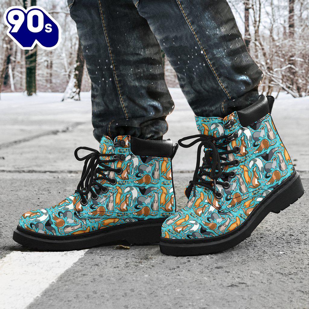 Ferret Leather Boots Animal Custom Shoes Funny Ferret Lover Gift Ferret Leather Boots Animal Custom Shoes Funny Ferret Lover Gift