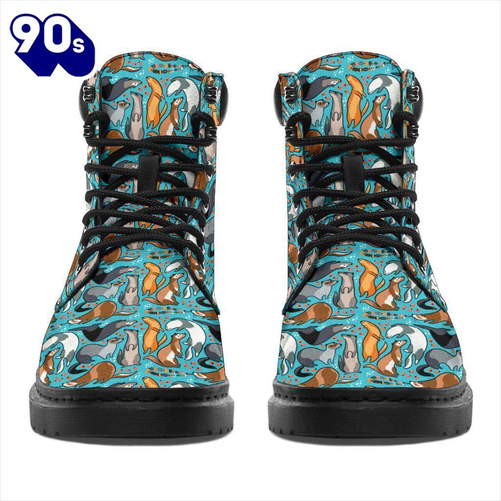 Ferret Leather Boots Animal Custom Shoes Funny Ferret Lover Gift Ferret Leather Boots Animal Custom Shoes Funny Ferret Lover Gift