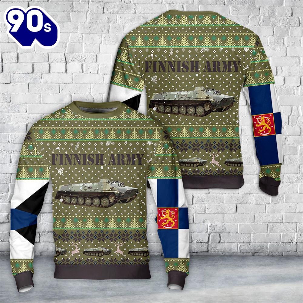 Finnish Army Maavoimat MT-LBV Armoured Personnel Carrier Christmas AOP Sweater Finnish Army Maavoimat MT-LBV Armoured Personnel Carrier Christmas AOP Sweater
