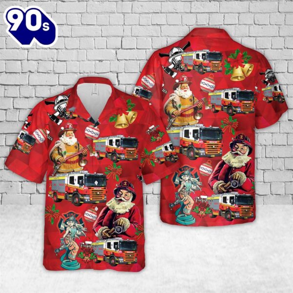 Fire and Rescue New South Wales (NSW Fire Brigades ) Pumper 428 Scania, Queanbeyan Christmas Hawaiian Shirt