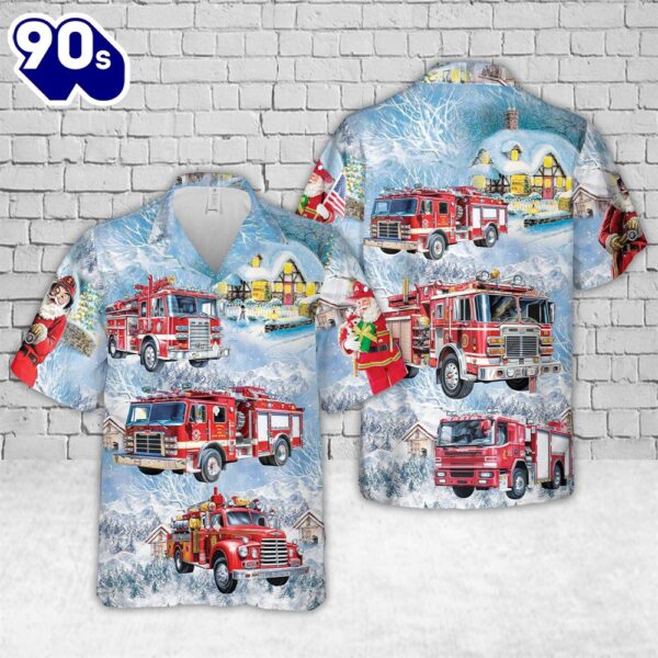 Fire Truck Christmas Hawaiian Shirt