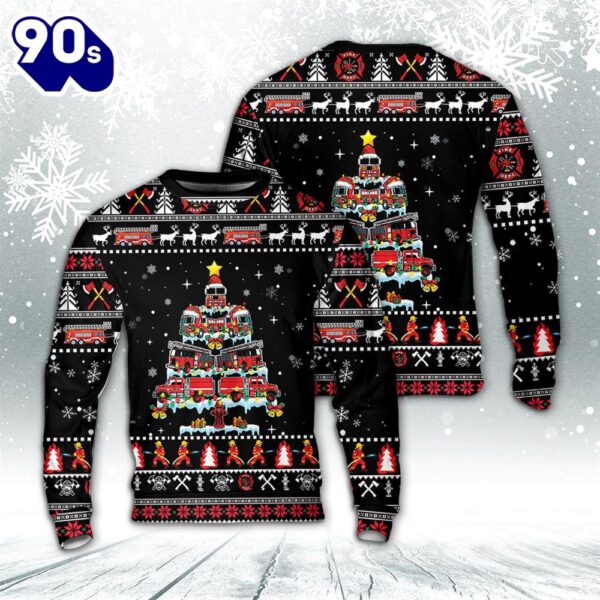 Fire Truck Christmas Tree Sweater