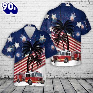 Fire Truck Firefighter, 4th Of July Hawaiian Shirt 2