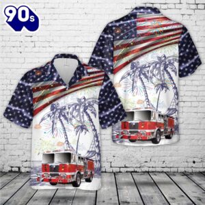 Fire Truck Firefighter, 4th Of July Hawaiian Shirt