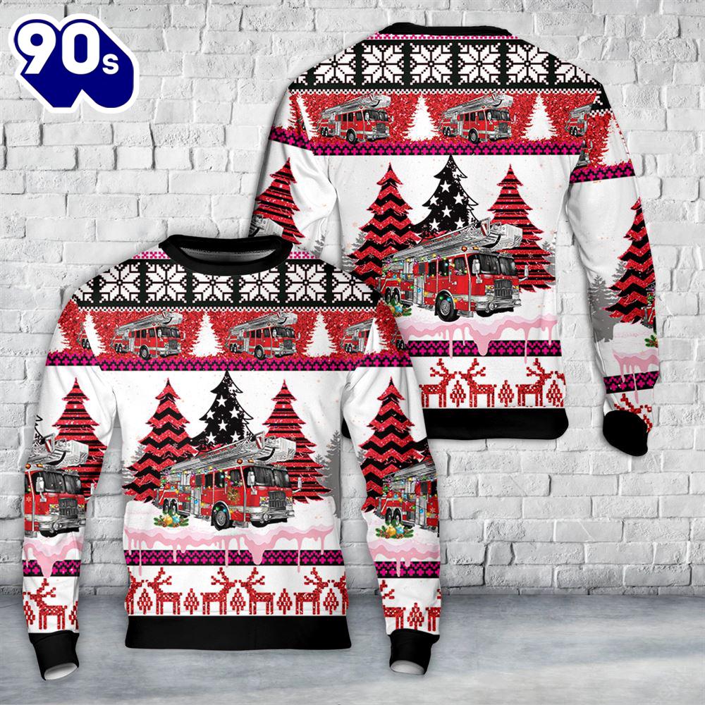 Fire Truck Firefighter Christmas Aop Sweater Fire Truck Firefighter Christmas Aop Sweater