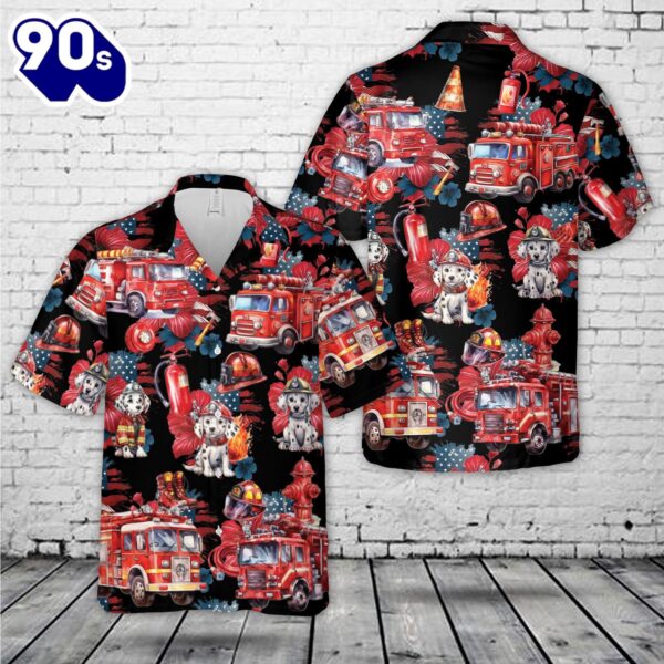 Fire Truck Hawaiian Shirt