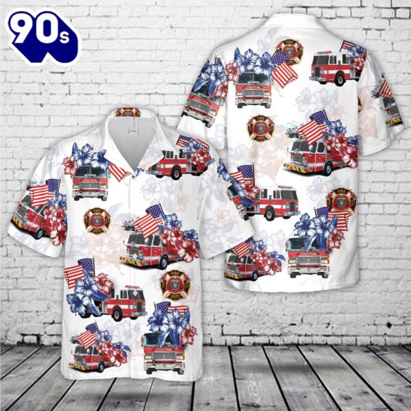 Fire Trucks Firefighter, 4th Of July Hawaiian Shirt 1