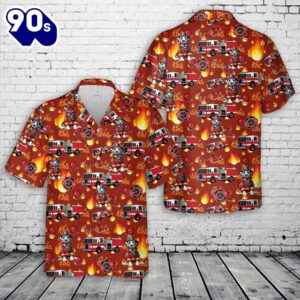 Fire trucks Firefighter Hawaiian Shirt…