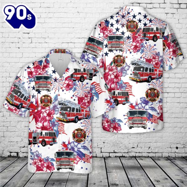 Firefighter Fire Truck, 4th Of July Hawaiian Shirt 2