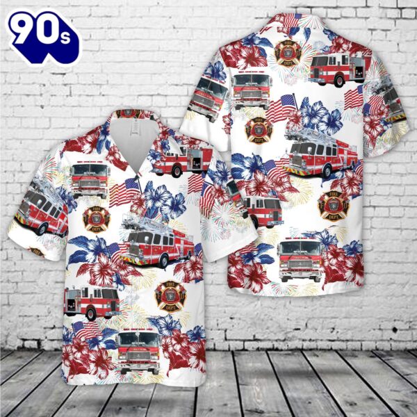 Firefighter Fire Truck, 4th Of July Hawaiian Shirt