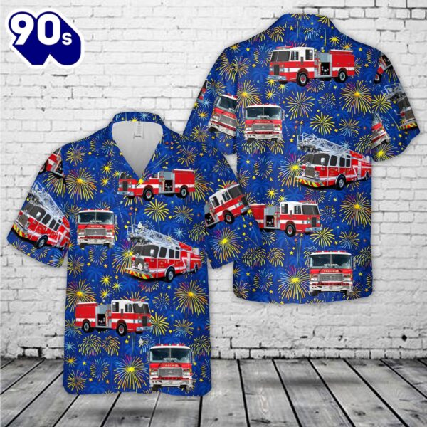 Firefighter Fire Truck 4th of July Hawaiian Shirt