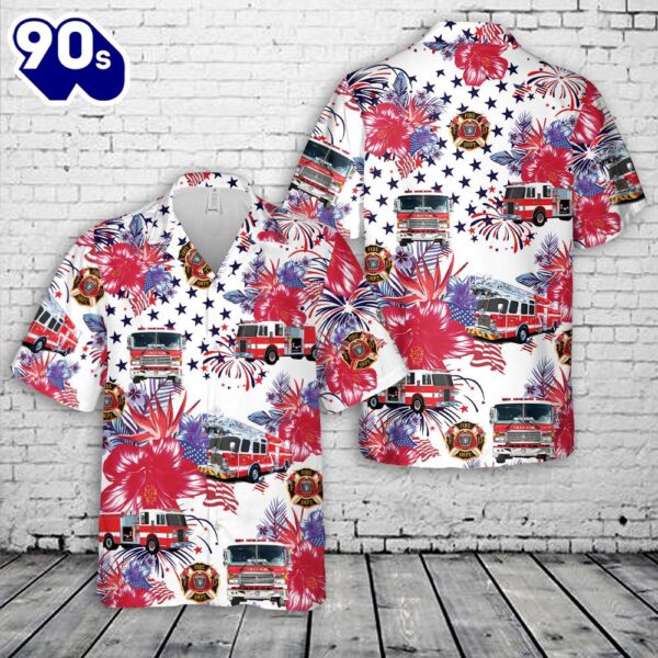 Firefighter Fire Truck, 4th Of July Men’s Hawaiian Shirt
