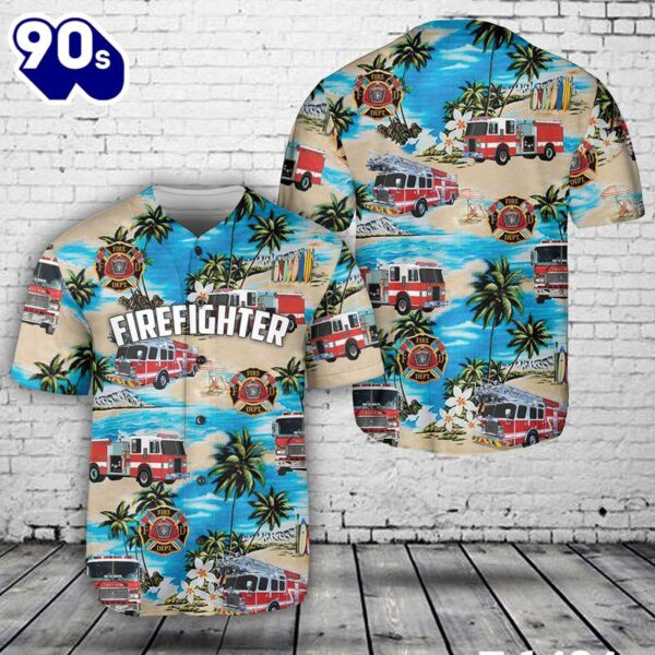Firefighter Fire Truck Baseball Jersey