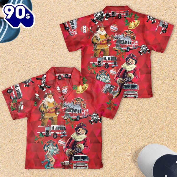 Firefighter Fire Truck Christmas Youth Hawaiian Shirt