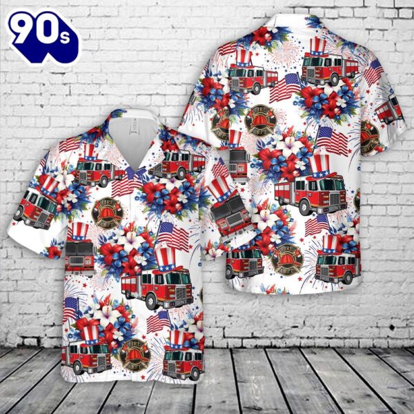 Firefighter Fire Trucks Hawaiian Shirt