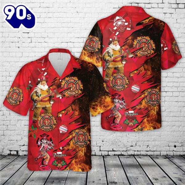 Firefighter Santa Christmas Hawaiian Shirt