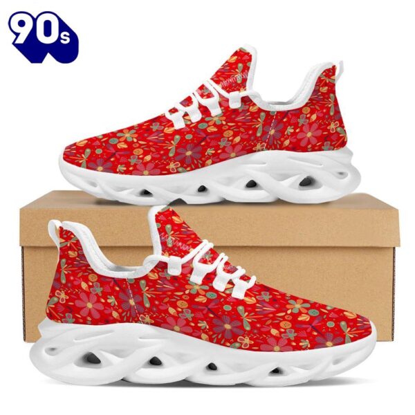 Floral Dragonfly Christmas Print Pattern White Max Soul Shoes