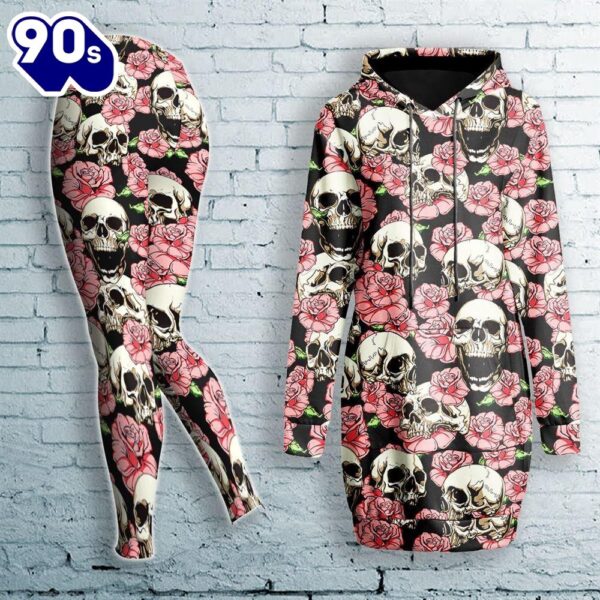 Flower Skull Combo Long Hoodie And Leggings