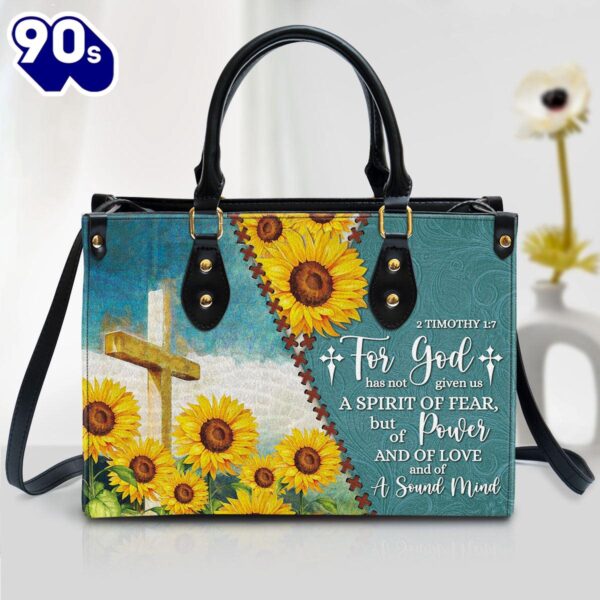 For God Has Given Us A Spirit Of Power And Of Love Sunflower Leather Bag Christ Gifts Leather Bags  Gift For  Women Christmas