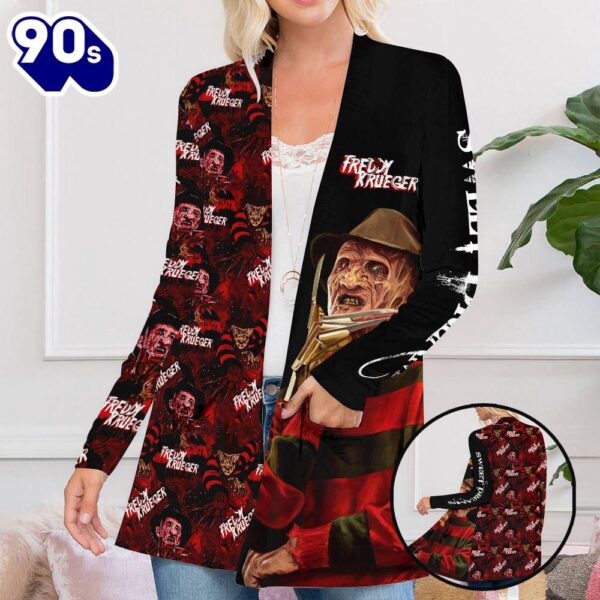 Freddy Krueger Women’s Patch Pocket Cardigan For Fans