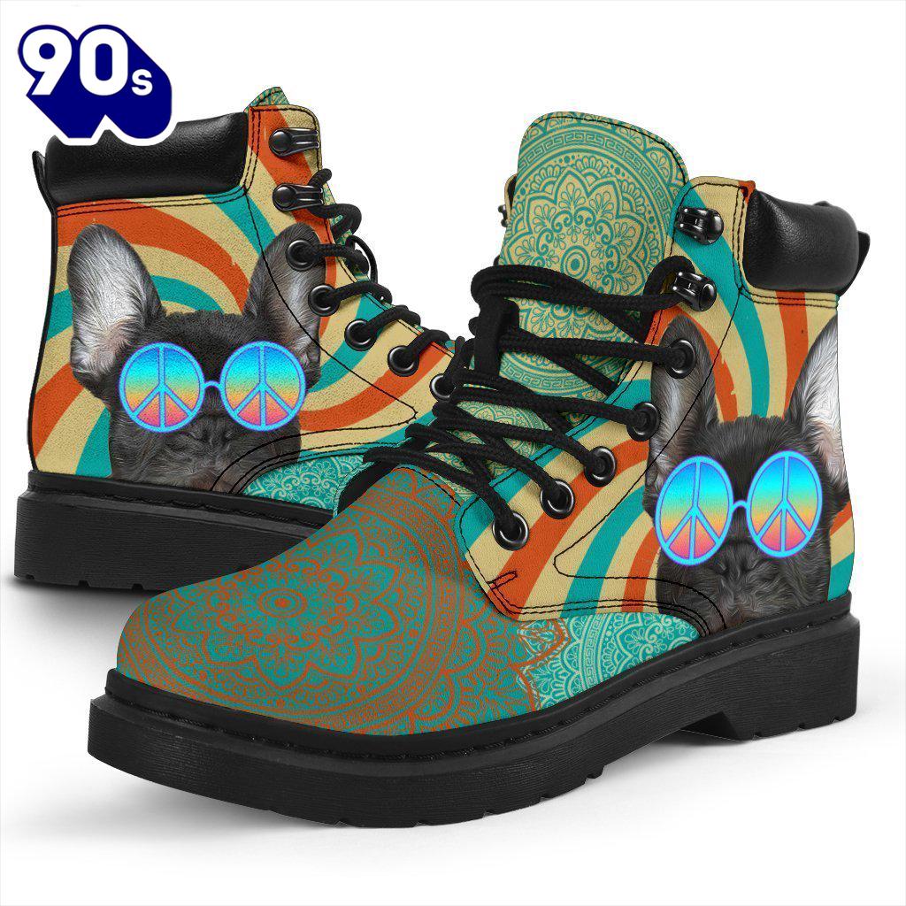French Bulldog Dog Leather Boots Shoes Hippie Style Funny French Bulldog Dog Leather Boots Shoes Hippie Style Funny