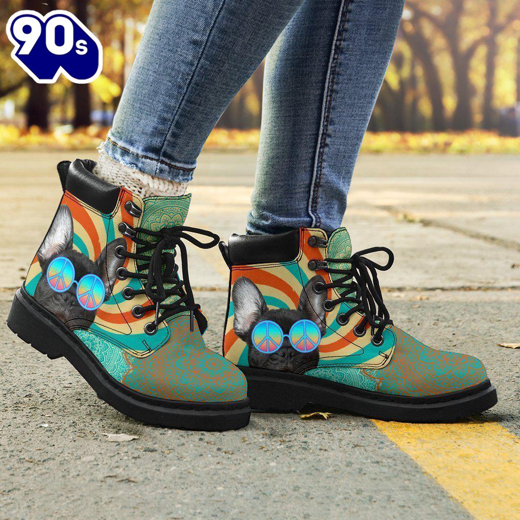 French Bulldog Dog Leather Boots Shoes Hippie Style Funny French Bulldog Dog Leather Boots Shoes Hippie Style Funny
