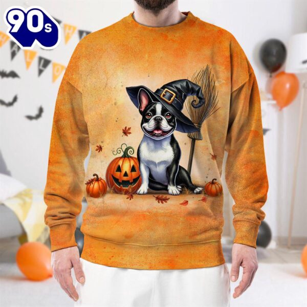 French Bulldog In Spooky Autumn Halloween 3D Shirt  For Man And Women