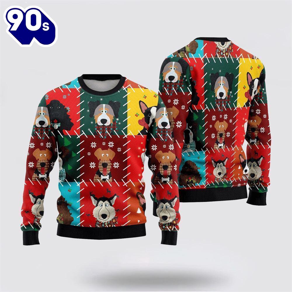 Merry Christmas Funny Cartoon Dog Face Ugly Christmas Sweater For Men And Women Merry Christmas Funny Cartoon Dog Face Ugly Christmas Sweater For Men And Women