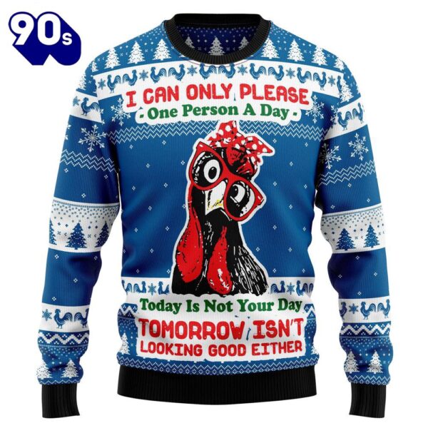 Christmas 2024  Funny Chicken Ugly Christmas Sweater