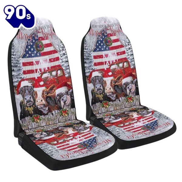 Funny Cows At Christmas. Be Merry And Bright Seat Cover Cars  Gift For Christmas