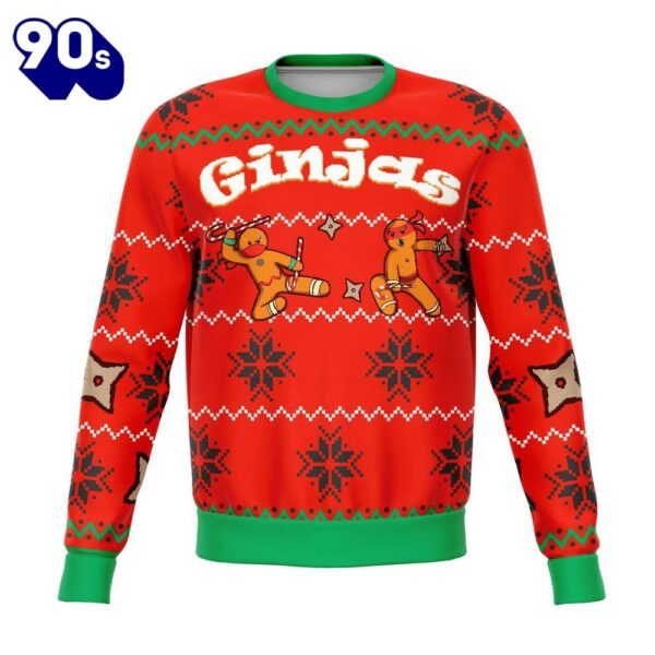 Christmas 2024  Funny Gingerbread Man Ginjas Cool Design Ugly Christmas Sweater