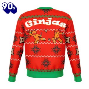 Funny Gingerbread Man Ginjas Cool Design Ugly Christmas Sweater