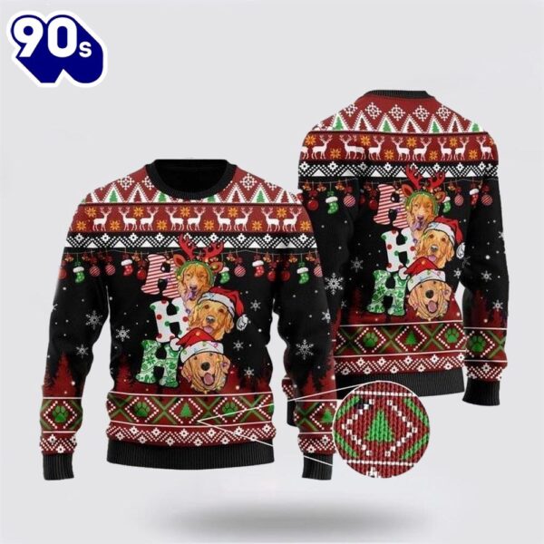 Merry Christmas  Funny Golden Retriever Ugly Christmas Sweater For Men And Women