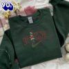 Funny Grinch Standing Logo Red Embroidered Sweatshirt  Gift Xmas