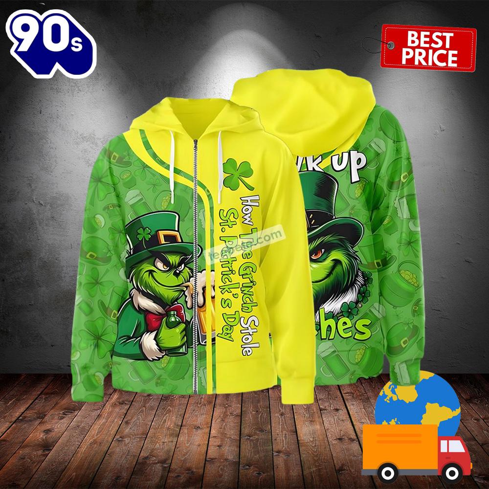 Funny Grinches St Patrick Day Green 3D Hoodie For Men 2025 Funny Grinches St Patrick Day Green 3D Hoodie For Men 2025
