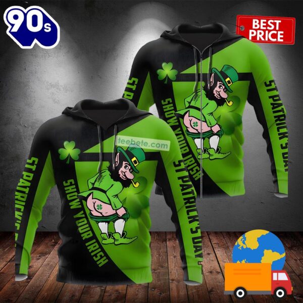 Funny Leprechaun St Patricks Day Green 3D Hoodie For Women 2025