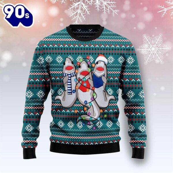 Christmas 2024  Funny Shark Ugly Christmas Sweater