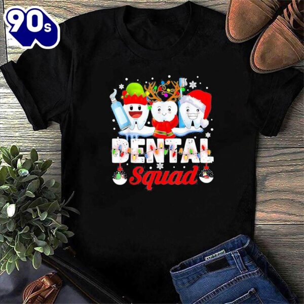 Funny Teeth Santa Reindeer Christmas Dental Squad T-Shirt Gift Xmas