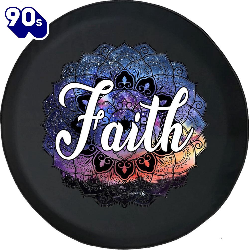 Galaxy Print Faith Tire Cover - Religious Christian Spare Tire Cover Car Decor Galaxy Print Faith Tire Cover - Religious Christian Spare Tire Cover Car Decor