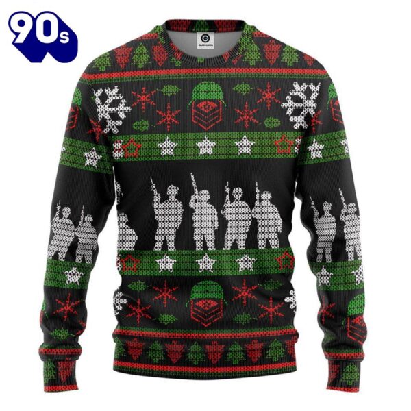 Gearhumans 3d Veteran Soldier Present Custom Ugly Christmas Sweater  Gift Veteran Christmas Sweater