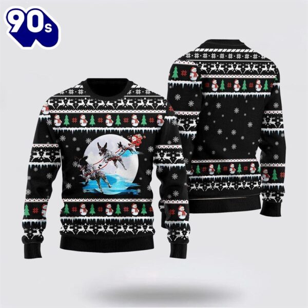 Merry Christmas  German Shorthaired Pointer Santa On Highway Ugly Christmas Sweater For Men And Women