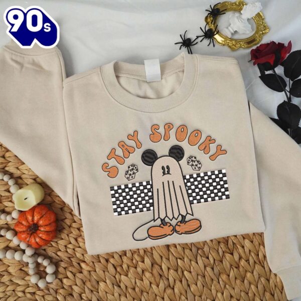 Ghost Mouse Stay Spooky Halloween Embroidered Sweatshirt Fashion Style For Man And Women