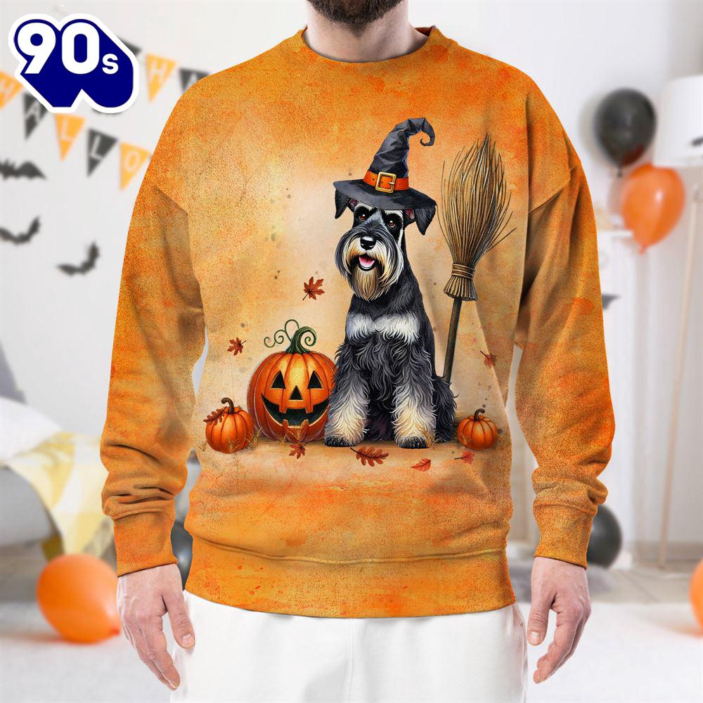 Giant Schnauzer Dog In Spooky Autumn Halloween 3D Shirt For Man And Women Giant Schnauzer Dog In Spooky Autumn Halloween 3D Shirt For Man And Women