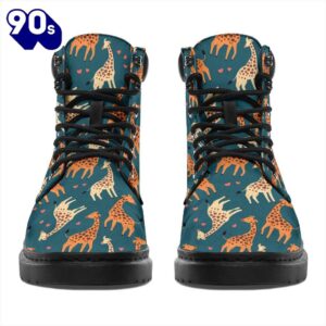 Giraffe Leather Boots Custom Animal Shoes Funny For Giraffe Lover