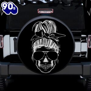 Girl Skull Black Car Spare Tire Covers Gift For Campers  Gift Halloween