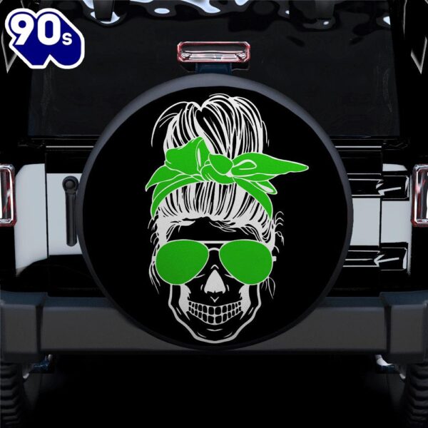 Girl Skull Green Car Spare Tire Covers Gift For Campers  Gift Halloween