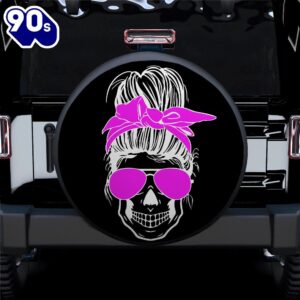 Girl Skull Pink Car Spare Tire Covers Gift For Campers  Gift Halloween