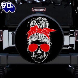 Girl Skull Red Car Spare Tire Covers Gift For Campers  Gift Halloween