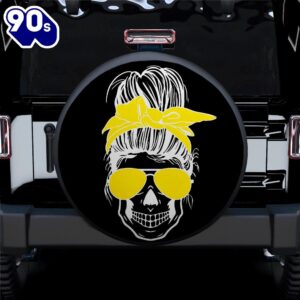 Girl Skull Yellow Car Spare Tire Covers Gift For Campers  Gift Halloween