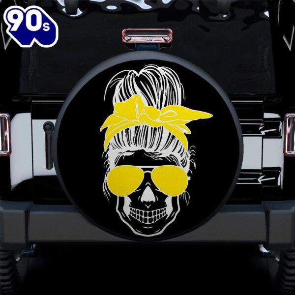 Girl Skull Yellow Car Spare Tire Covers Gift For Campers  Gift Halloween